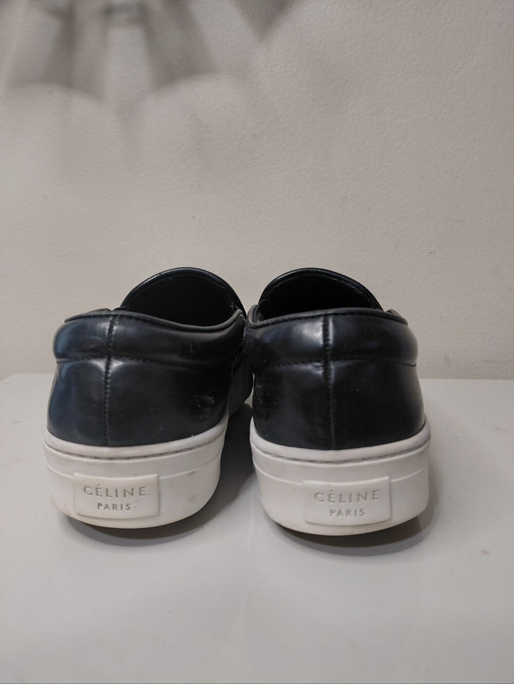 Celine Black Leather Slip-On Sneakers with Kiltie Fringe Detail Size 6 - Picture 8 of 10